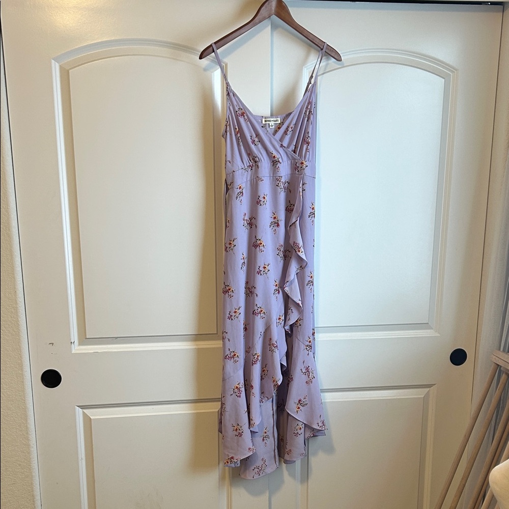 Inspired Hearts Lavender Floral Wrap Sleeveless Dress Size Large